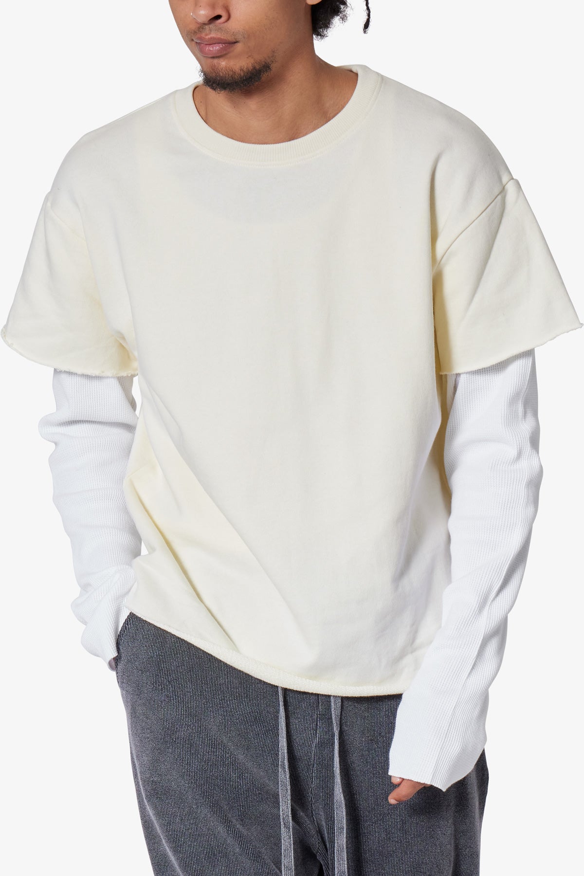 French Terry Double Layer Thermal L/S Tee - Cream