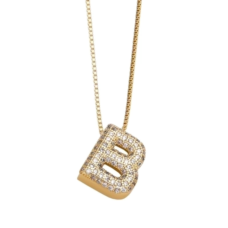 Copper 18K Gold Plated Modern Style Minimalist Plating Inlay Letter Zircon Pendant Necklace