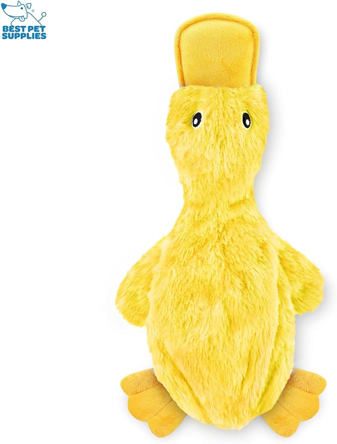 Best Pet Supplies Crinkle Dog Toy for Small Medium Large Breeds, Cute Unstuffed Duck with Soft Squeaker, Fun for Indoor Puppies and Senior Puppies, Plush Unstuffed