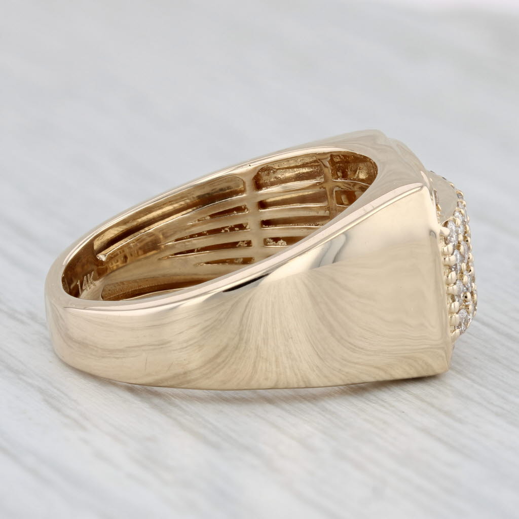 0.94ctw Pave Diamond Ring 14k Yellow Gold Size 10 Men's