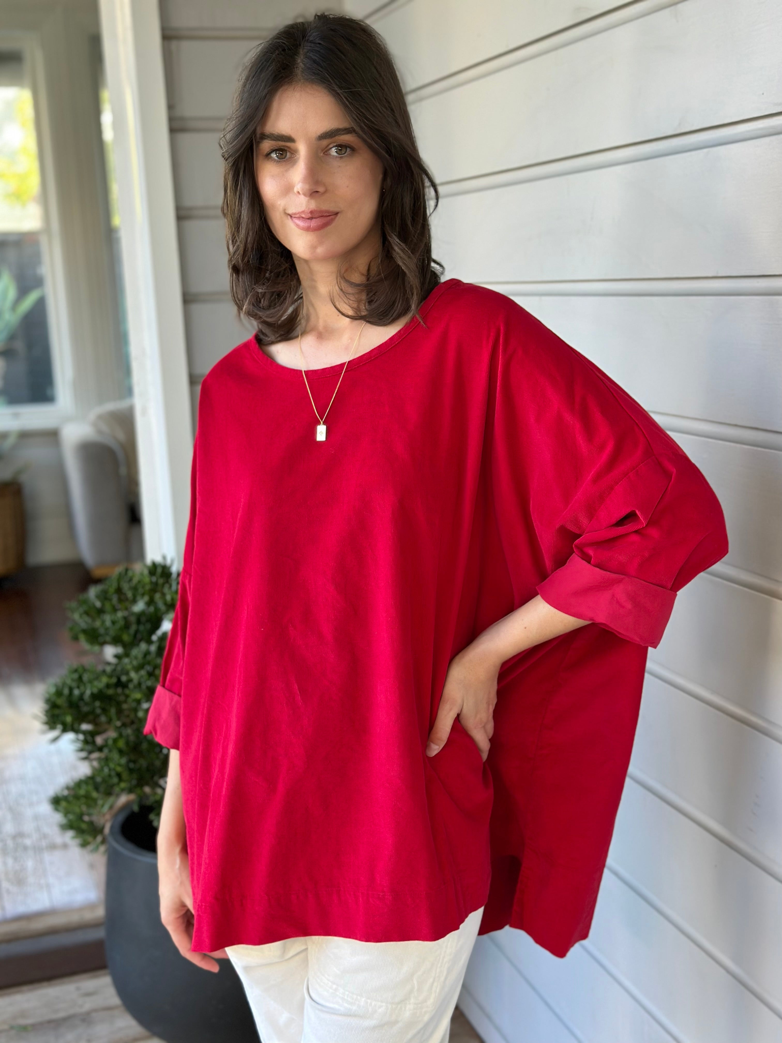 hunter top - winter red cord