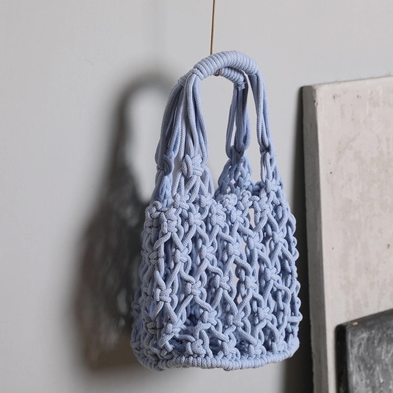 Women's Vacation Solid Color Cotton Rope Shopping Bags