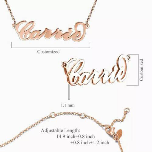 “Carrie” Style Name Necklace Rose Gold Plated