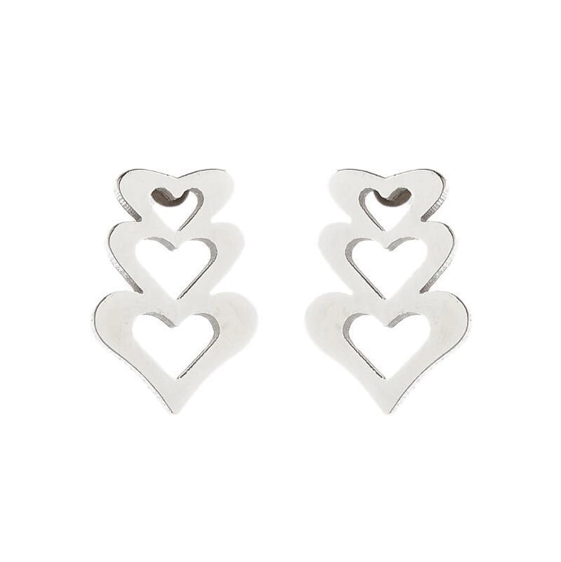 Minimalist Heart Shape Stainless Steel Plating Ear Studs 1 Pair
