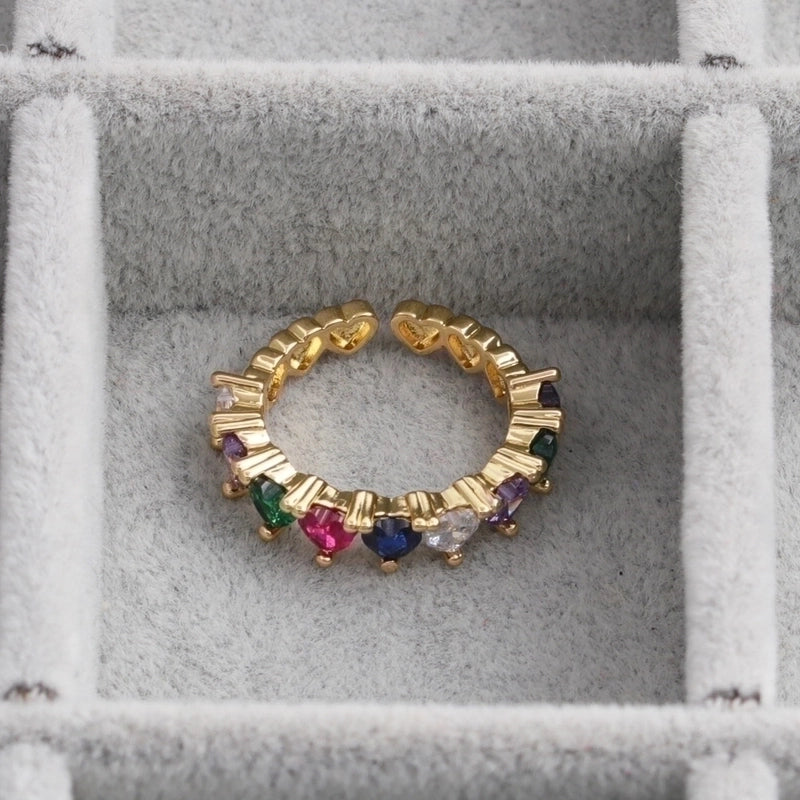 Fashion Heart-shaped Copper Inlaid Zircon Ring