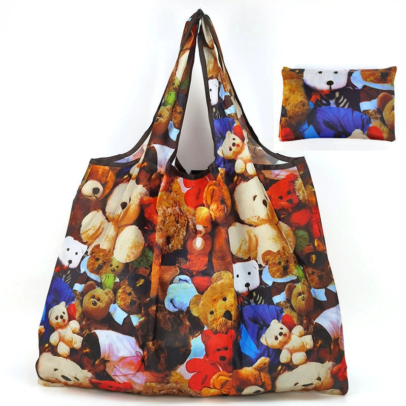 Printed Environmental Bag Large 210T Supermarket Folding Shopping Bag Thickened Tote Bag Shopping Bag