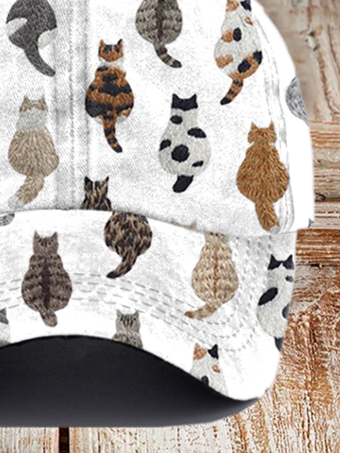 Cute Cats Embroidery Print Baseball Cap