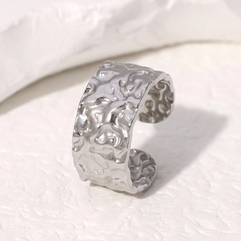 Casual Minimalist Geometric 304 Stainless Steel Hollow Out Inlay Open Rings