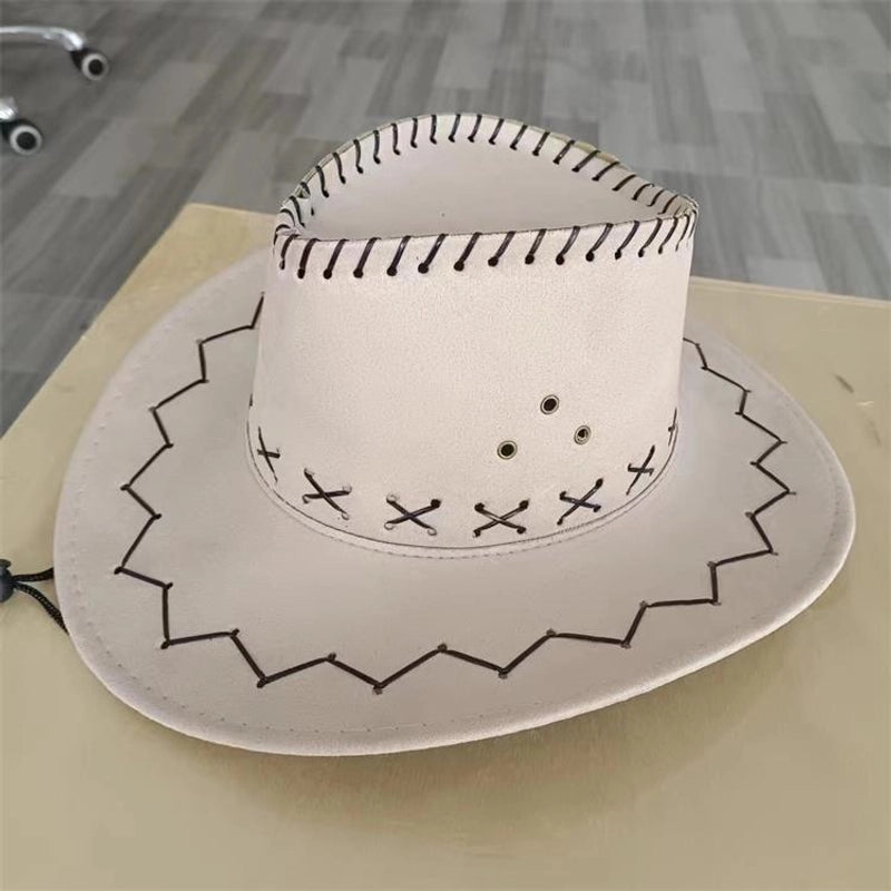 New Fashion Chicken Skin Deerskin Velvet Knight Western Cowboy Hat Camouflage Cloth Hat Travel Sun Hat Straw Hat