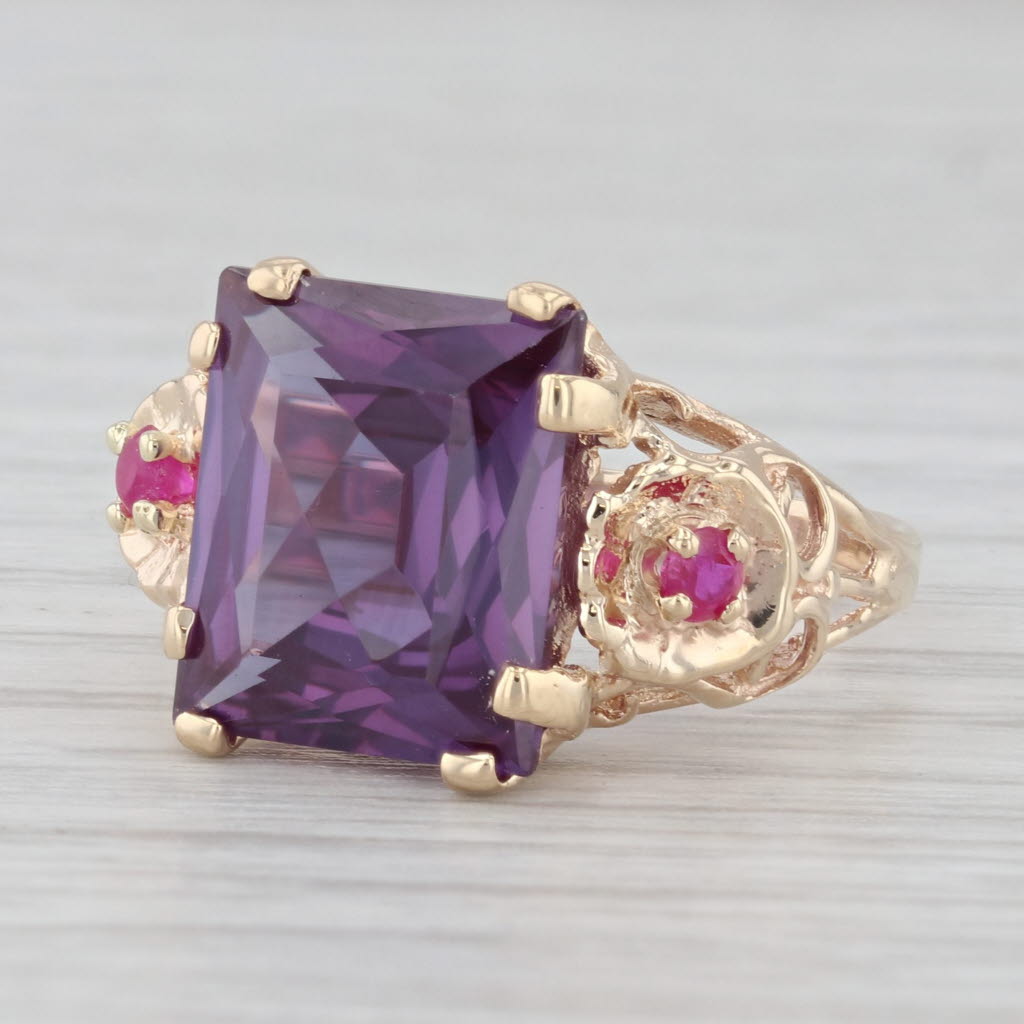 7.80ctw Rectangle Lab Created Sapphire Ruby 14k Yellow Gold Size 7 Ring