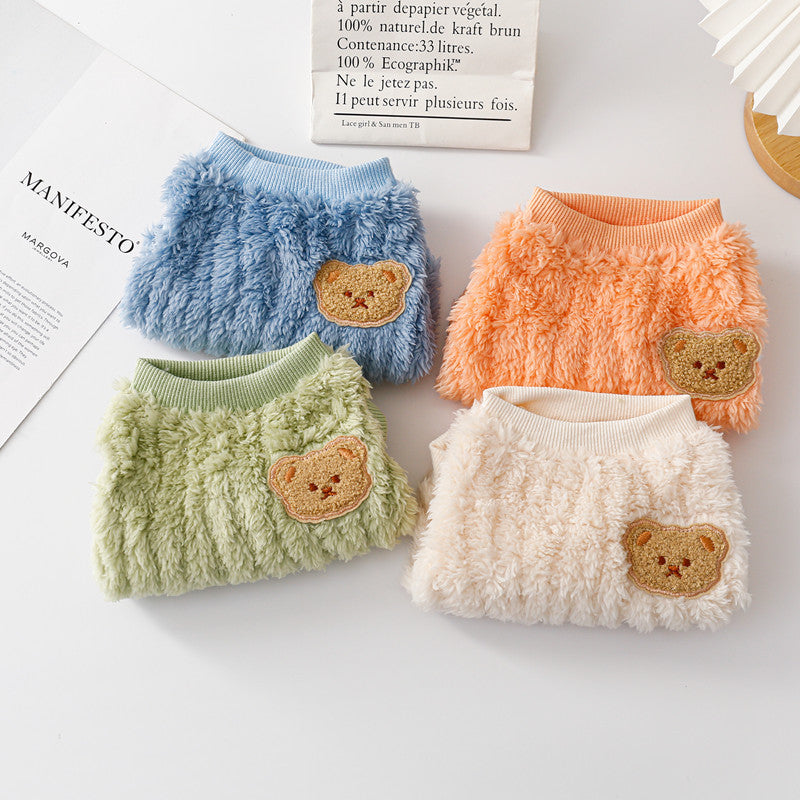 Warm Fleece Bear Printed Dog Cat Vest