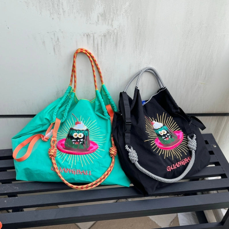 Women's Cute Classic Style Printing Cartoon Nylon Shopping Bags