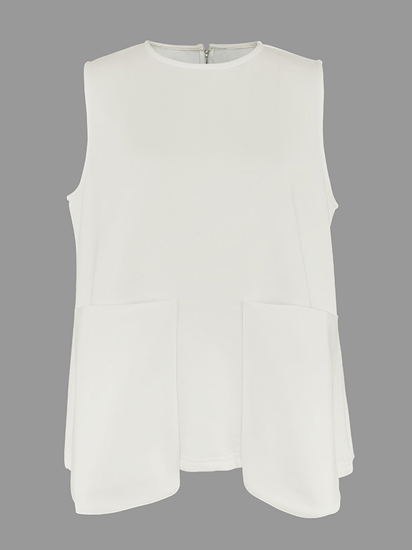 A-Line Loose Solid Color Split-Joint Round-Neck Vest Top