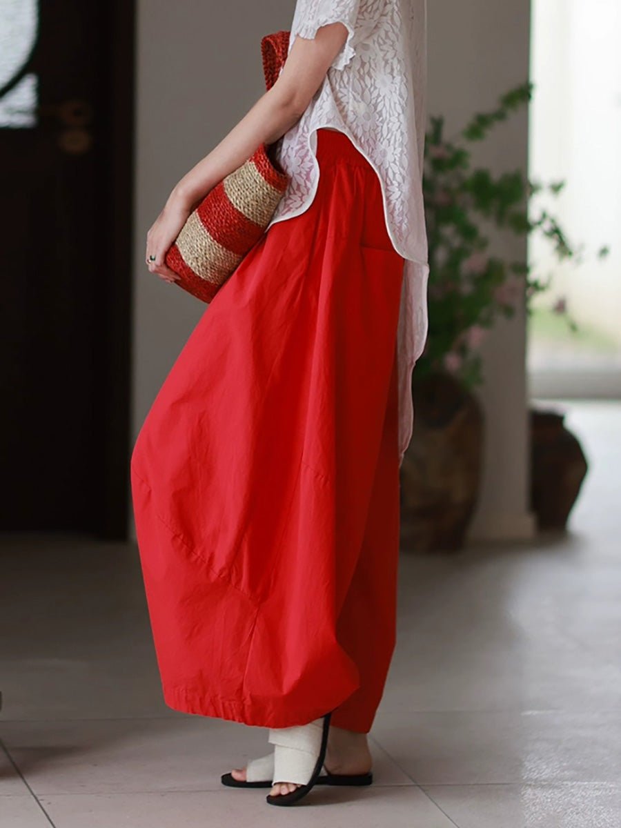 Women Summer Casual Pure Color 100%Cotton Harem Pants