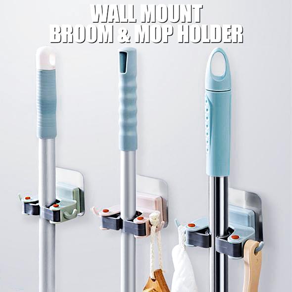 50% OFF-Wall Mount Broom Mop Holder
