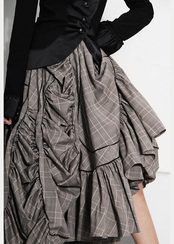 Plus Size Plaid Asymmetrical design Cinched Summer A Line Skirt