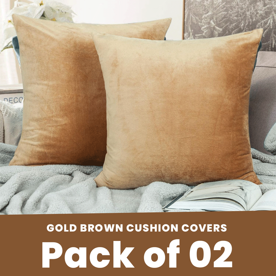 Gold Brown-Velvet Cushion Covers