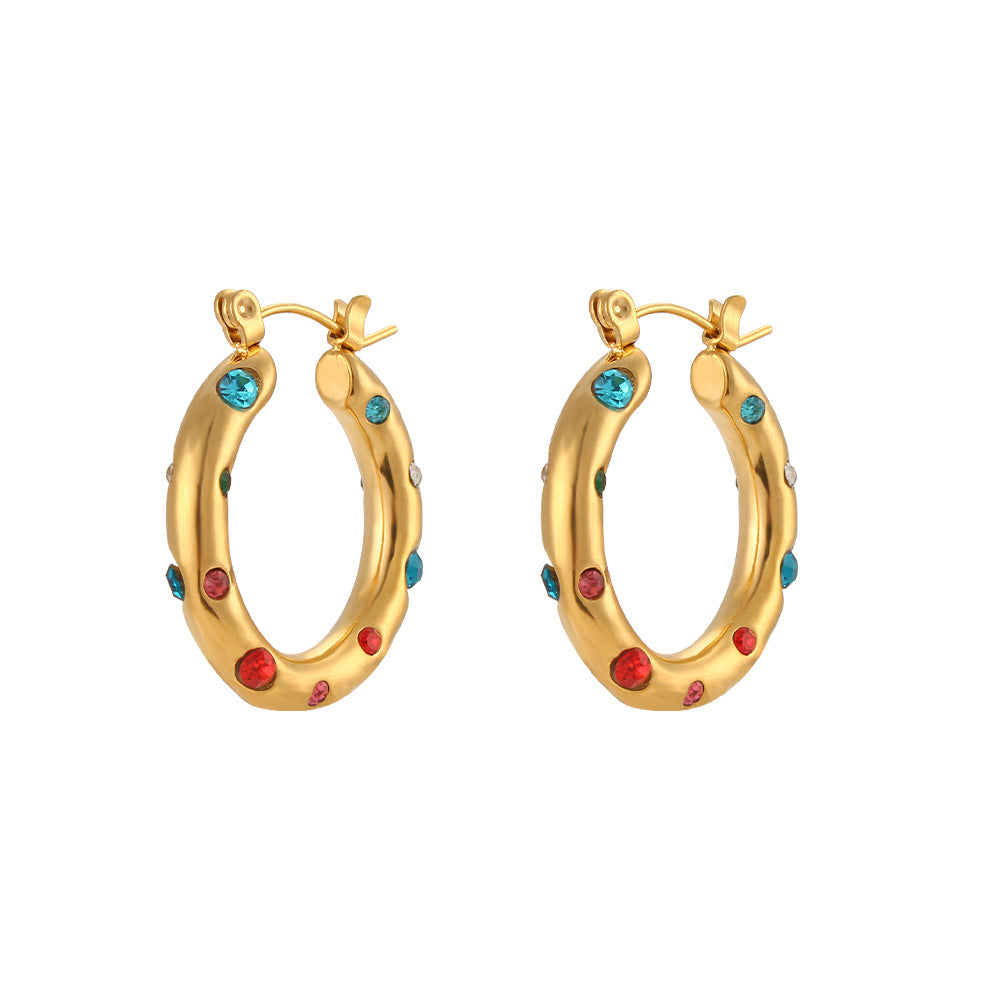 Minimalist Fashion Droplet Heart Round Stainless Steel 18K Gold Plated Jewelry Sets