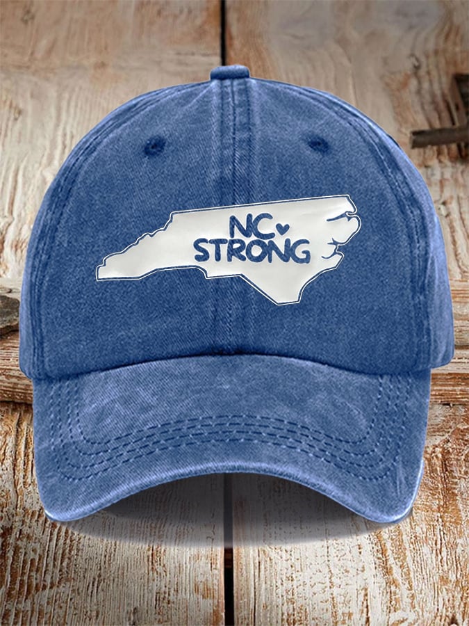 Unisex Distressed Washed Cotton North Carolina Strong Hot Spot Hat