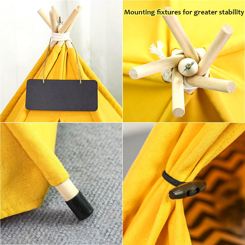 Portable Pet Teepee Tent - Cozy Dog & Cat Bed with Washable Cushion