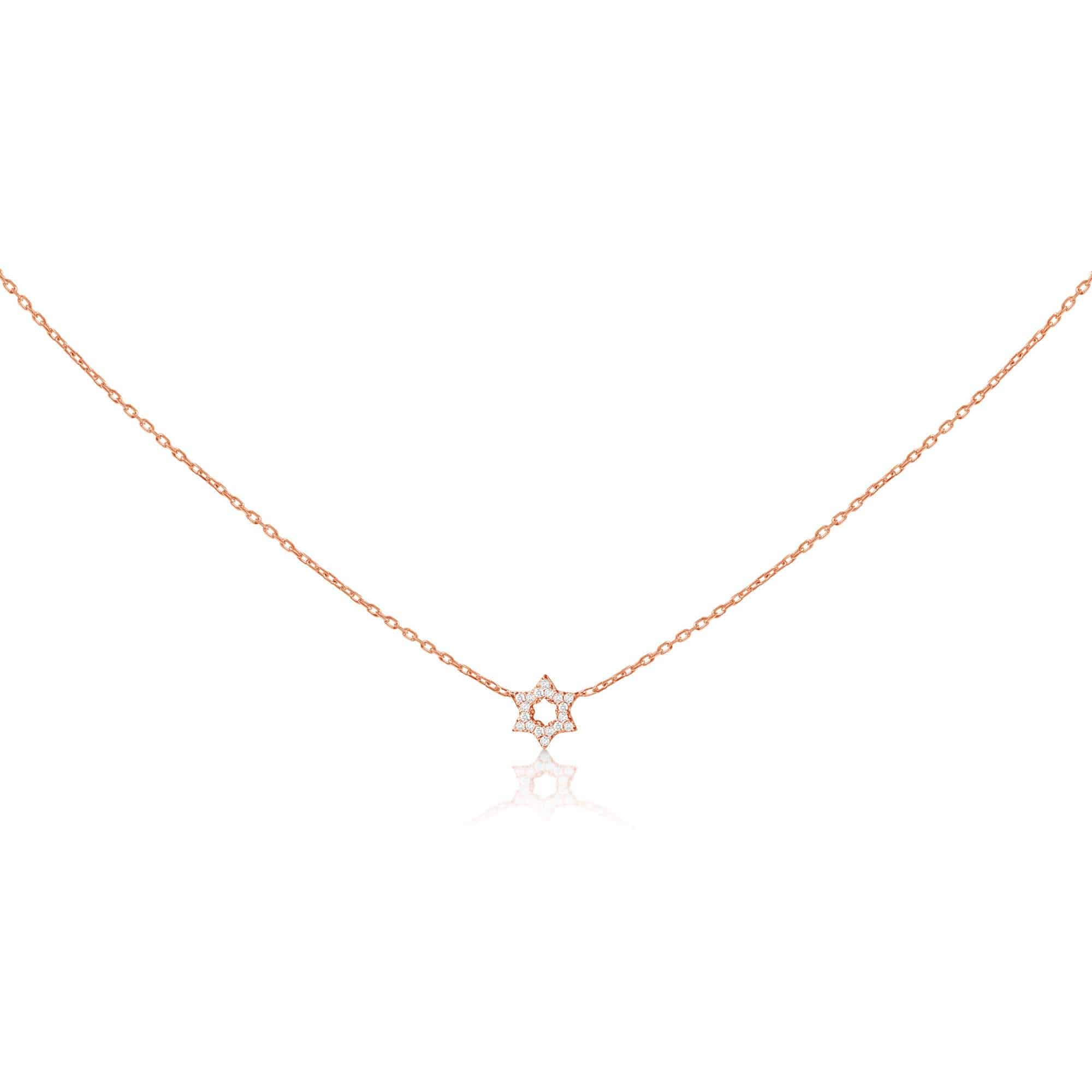 Diamond Pendant with Jewish Star of David in 14k Yellow Gold. White Gold or Rose Gold