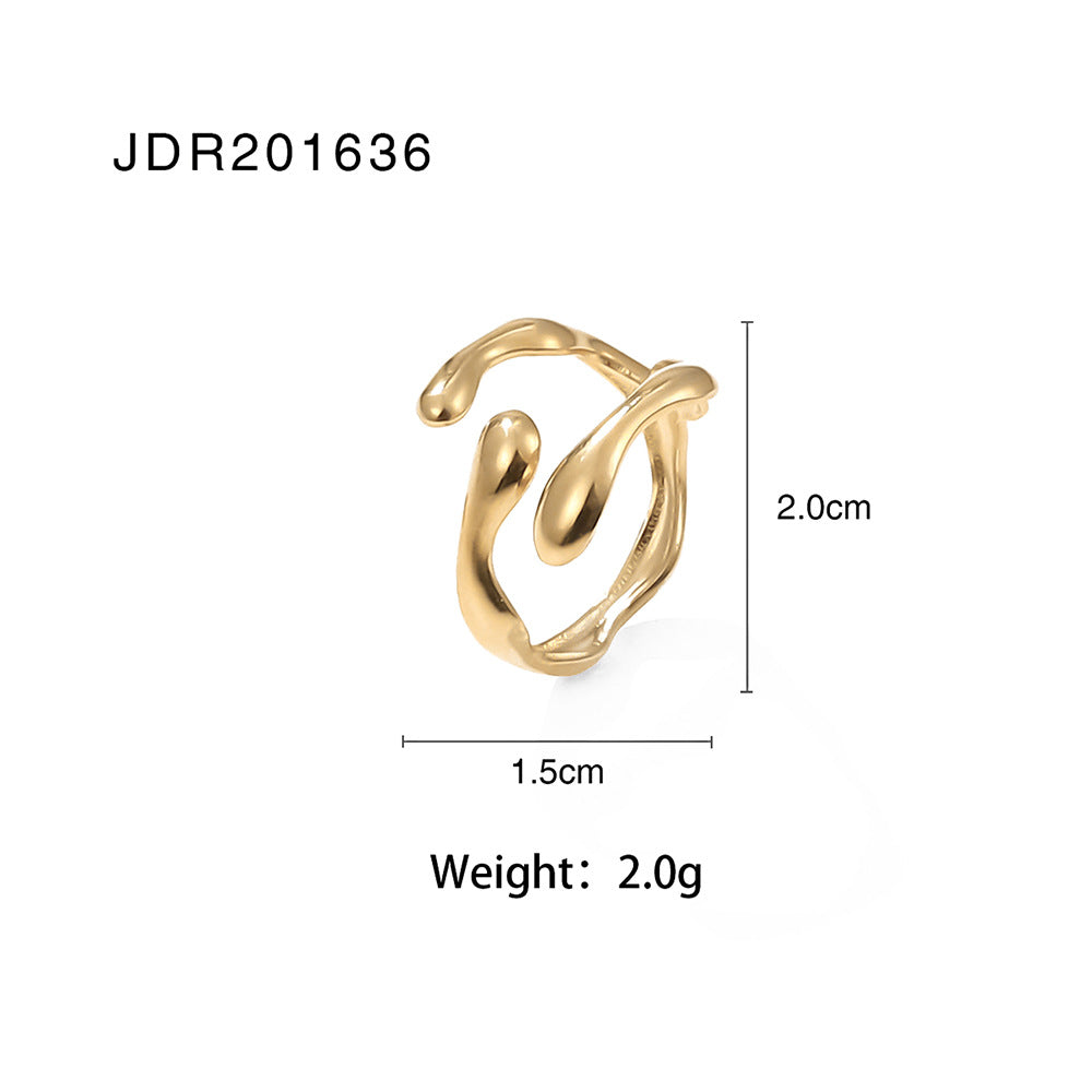 Open Ring Titanium Steel Female 18K Gold Plated Ring Design Niche Accessories Female