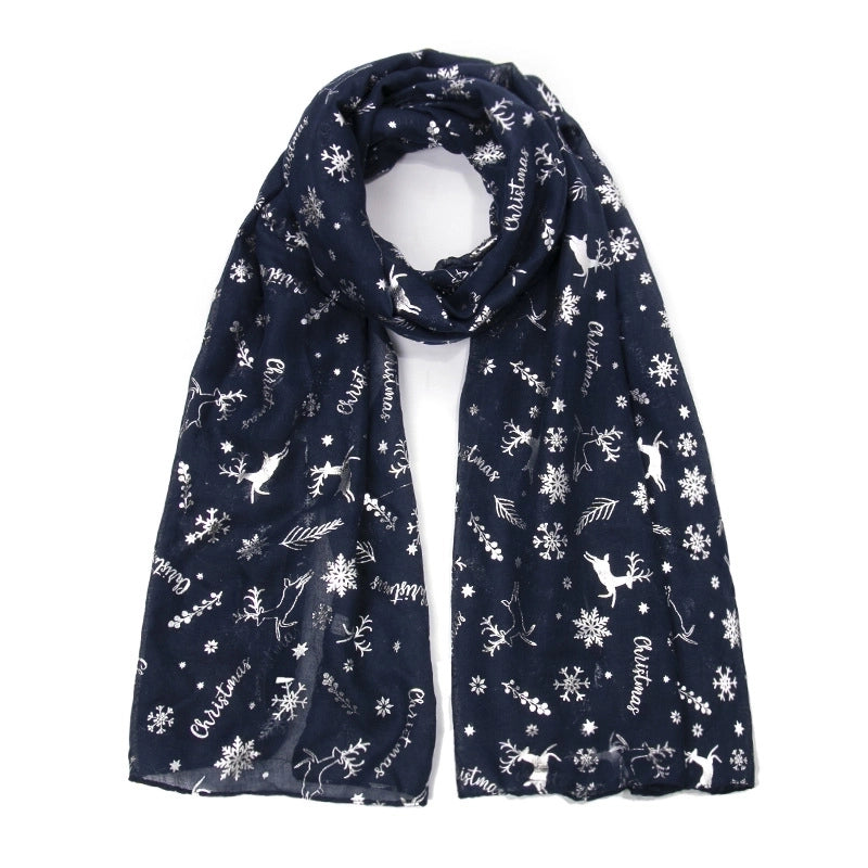 Women's Elegant Christmas Tree Snowflake Elk Polyester Winter Scarves