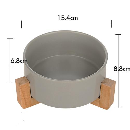 Ceramic Bowl with Wooden Stand in Green