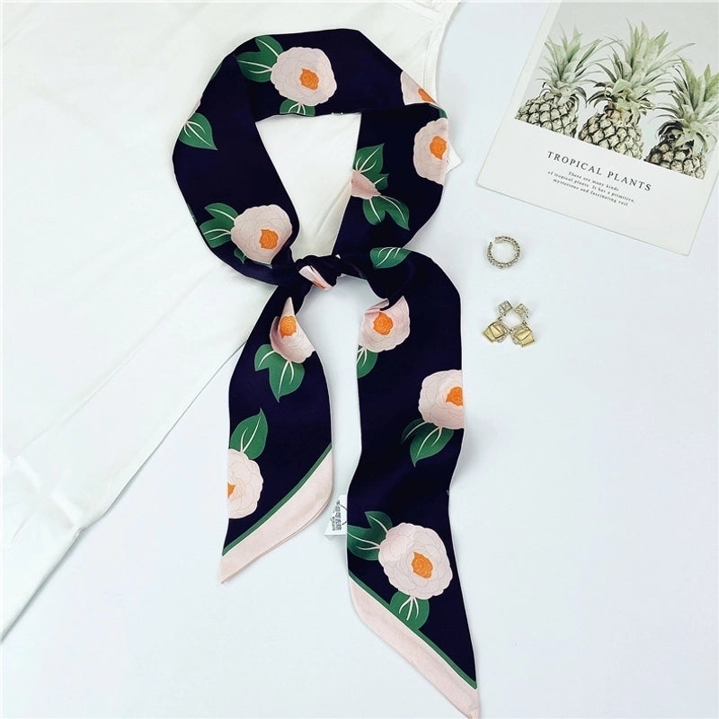 Women's Sweet Flower Satin Silk Scarves