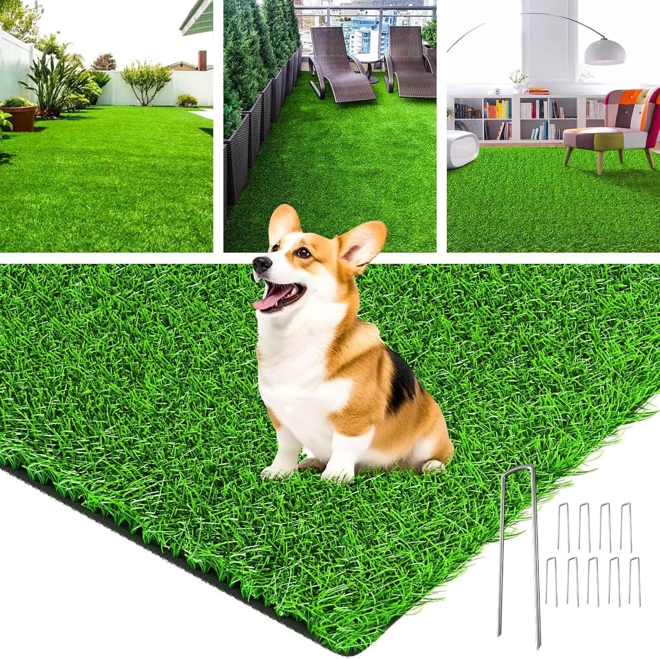 Premium Realistic Artificial Grass Rug Indoor Outdoor. Grass 30mm 2 meter square