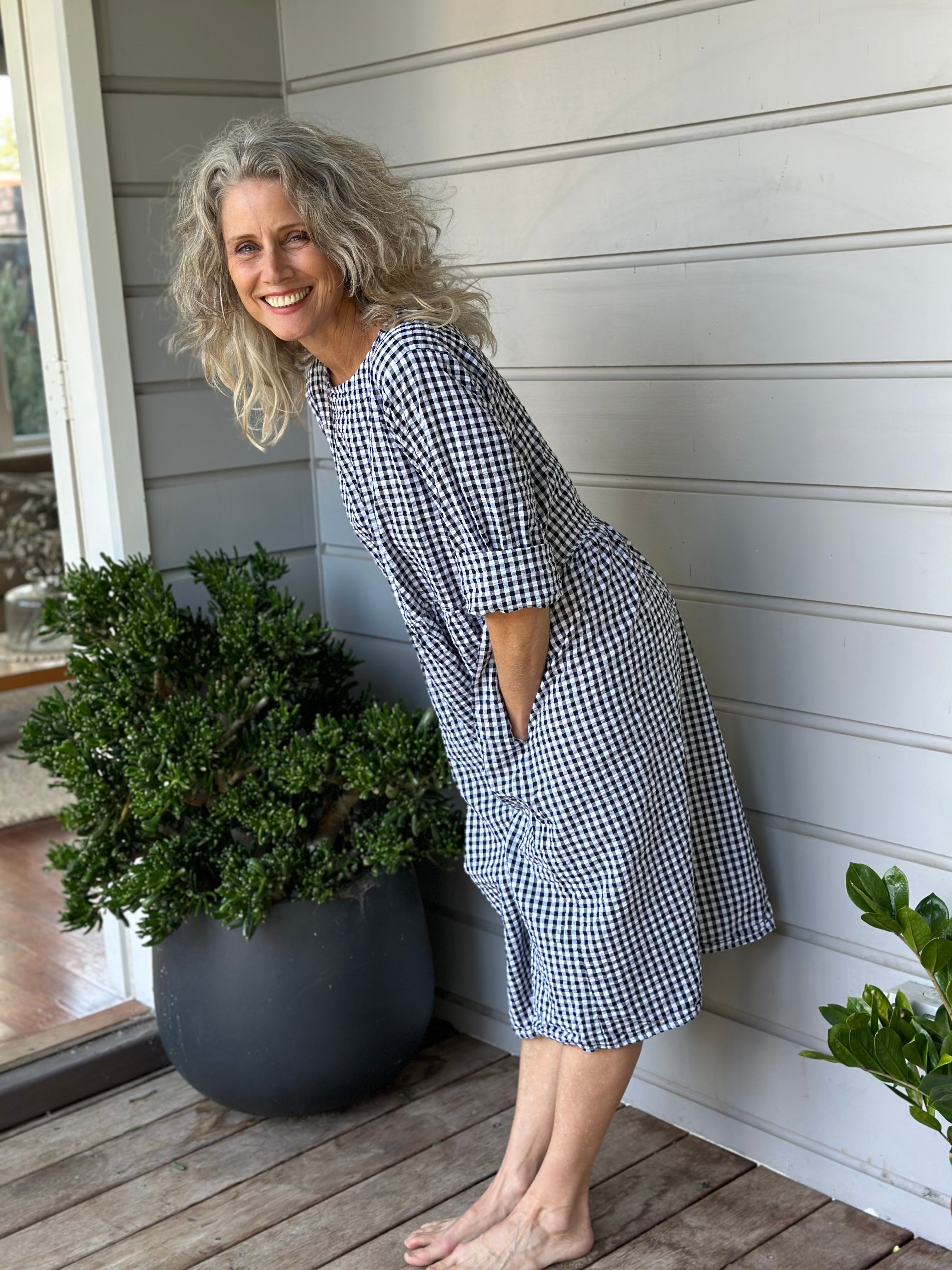 april dress - black  gingham