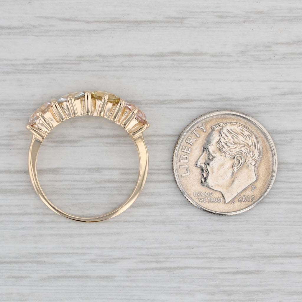 1.80ctw Morganite Aquamarine Heliodore Ring 14k Yellow Gold Size 7