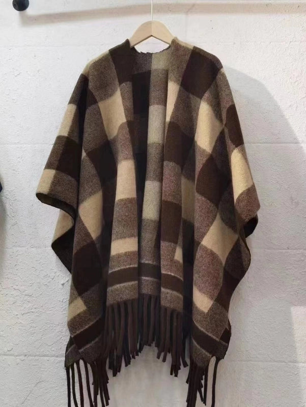 Women's Streetwear Plaid Blended Shawl