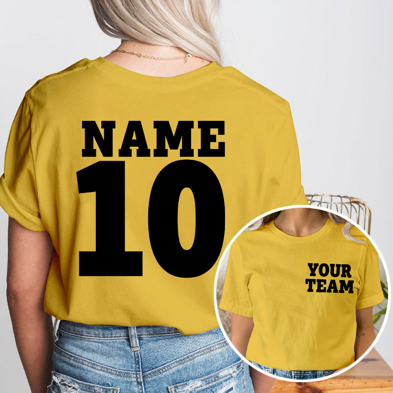 Personalized Team Name And  Number Team Teacher Two Sided T-Shirt