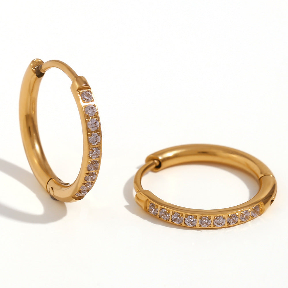 Fashion Round Geometric Stainless Steel 18K Gold Plated Earrings