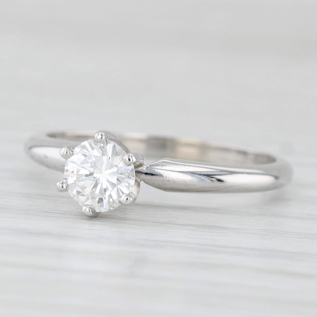 0.45ct Round Diamond Solitaire Engagement Ring 14k White Gold Size 6