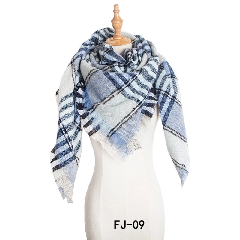 Autumn And Winter New Ring Yarn Thickened Double-sided Lattice Prick Scarf Scarf Women's Scarf Shawl Manufacturers
