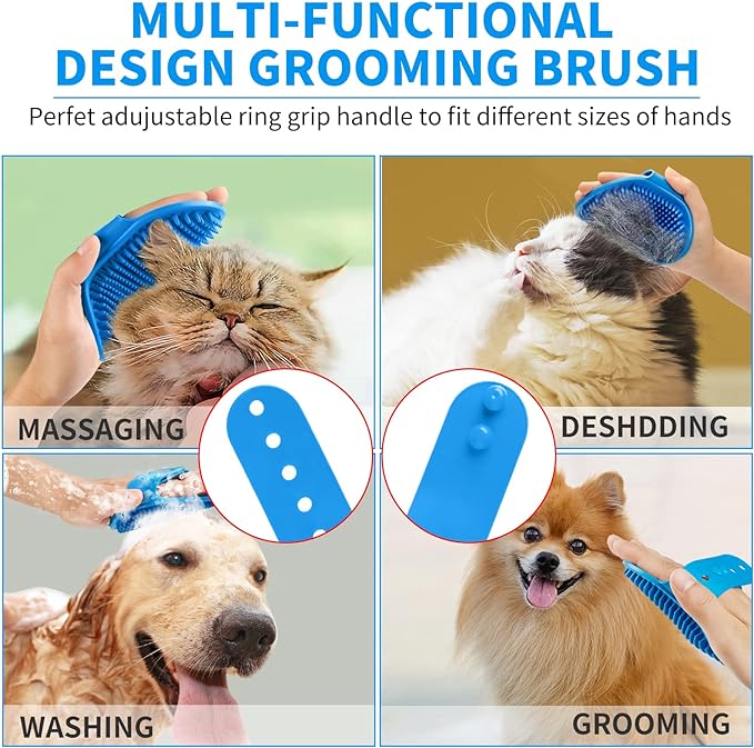 3 Pieces Dog Bath Brush, Dog Shampoo Brush, Dog Scrubber for Bath, Dog Bath Brush, Dog Shower Brush, Washing Brush with Handle