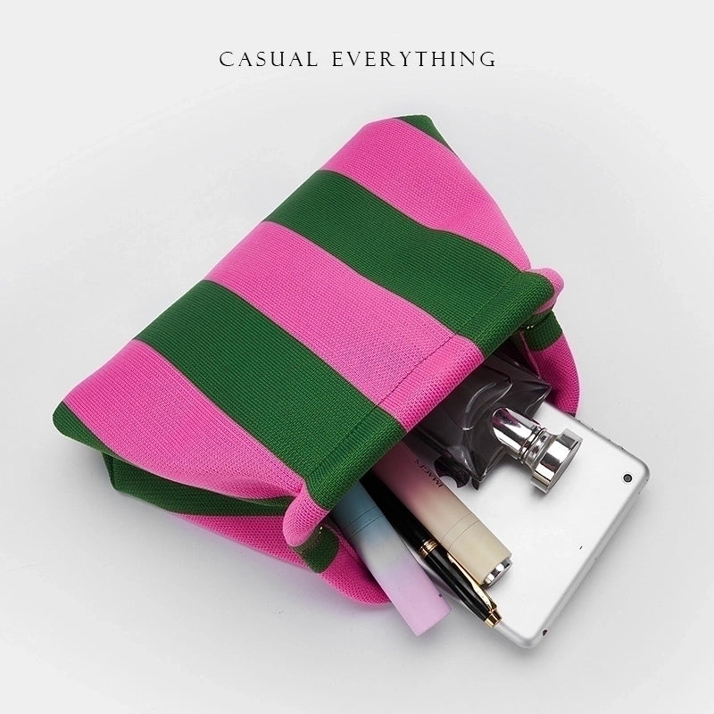 Women's Polyester Stripe Cute Classic Style Square Open Cloud Shape Bag