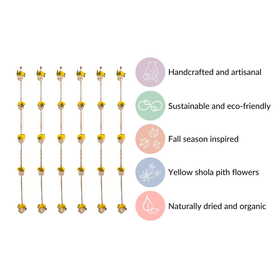 All Natural Decorative Flower Wall Hanging Set Of 6