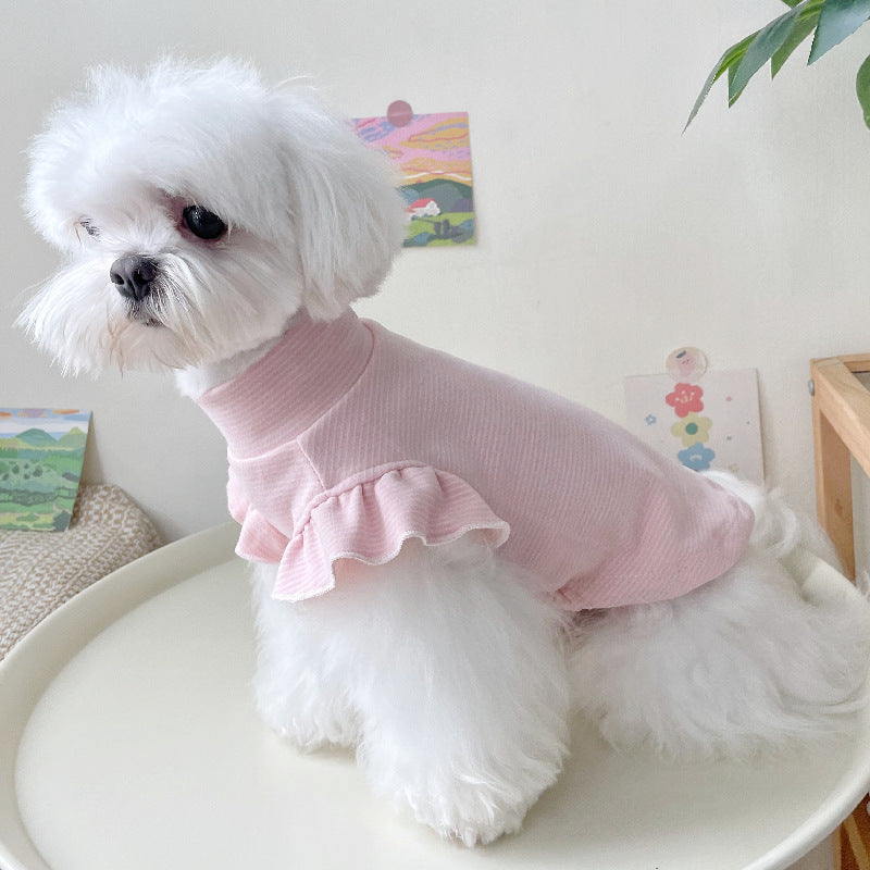 Striped Ruffled Sleeves Soft Dog Cat Vest