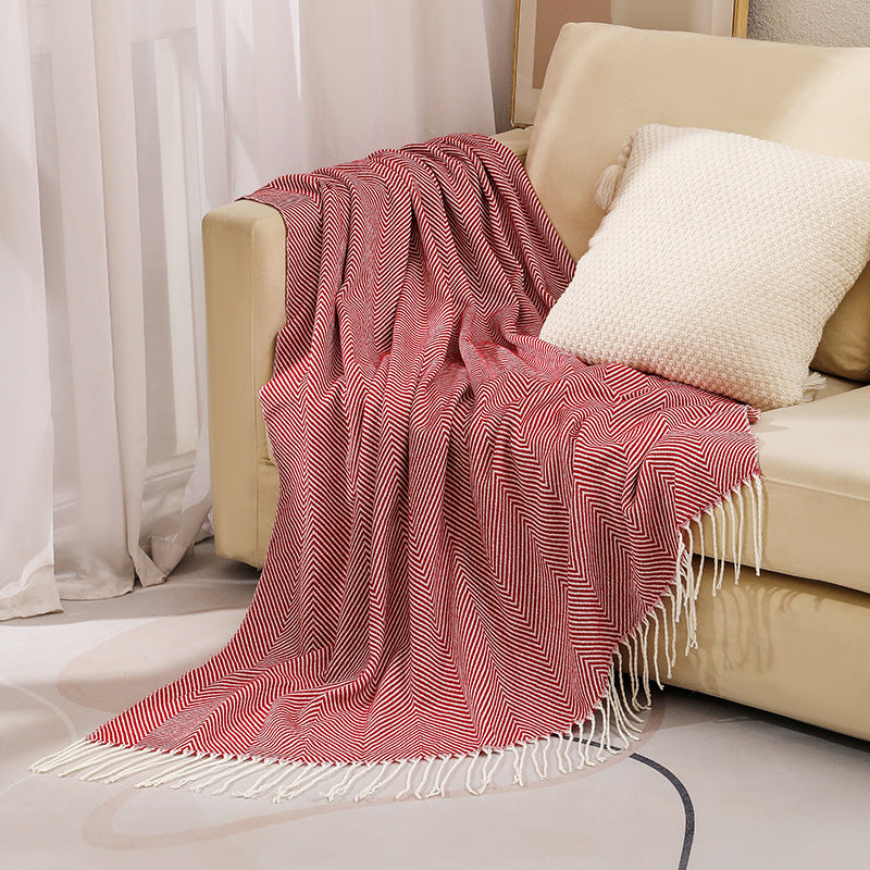 100% Cotton Luxury Herringbone Large Sofa Bed Throw Blanket Fringed Tweed Soft