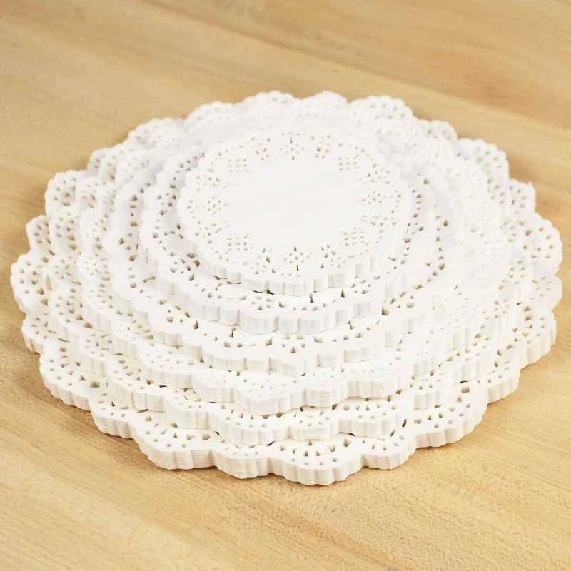 100 PIECES 215MM WHITE LACE DOILIES PAPER COASTERS PLACEMATS PARTY DECOR