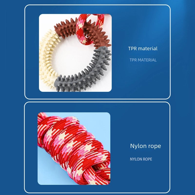 Popular Dog Molar Bite-resistant Cotton Rope Toy Pet Colorful Woven Knot Toy Puppy Self-Hi Toy