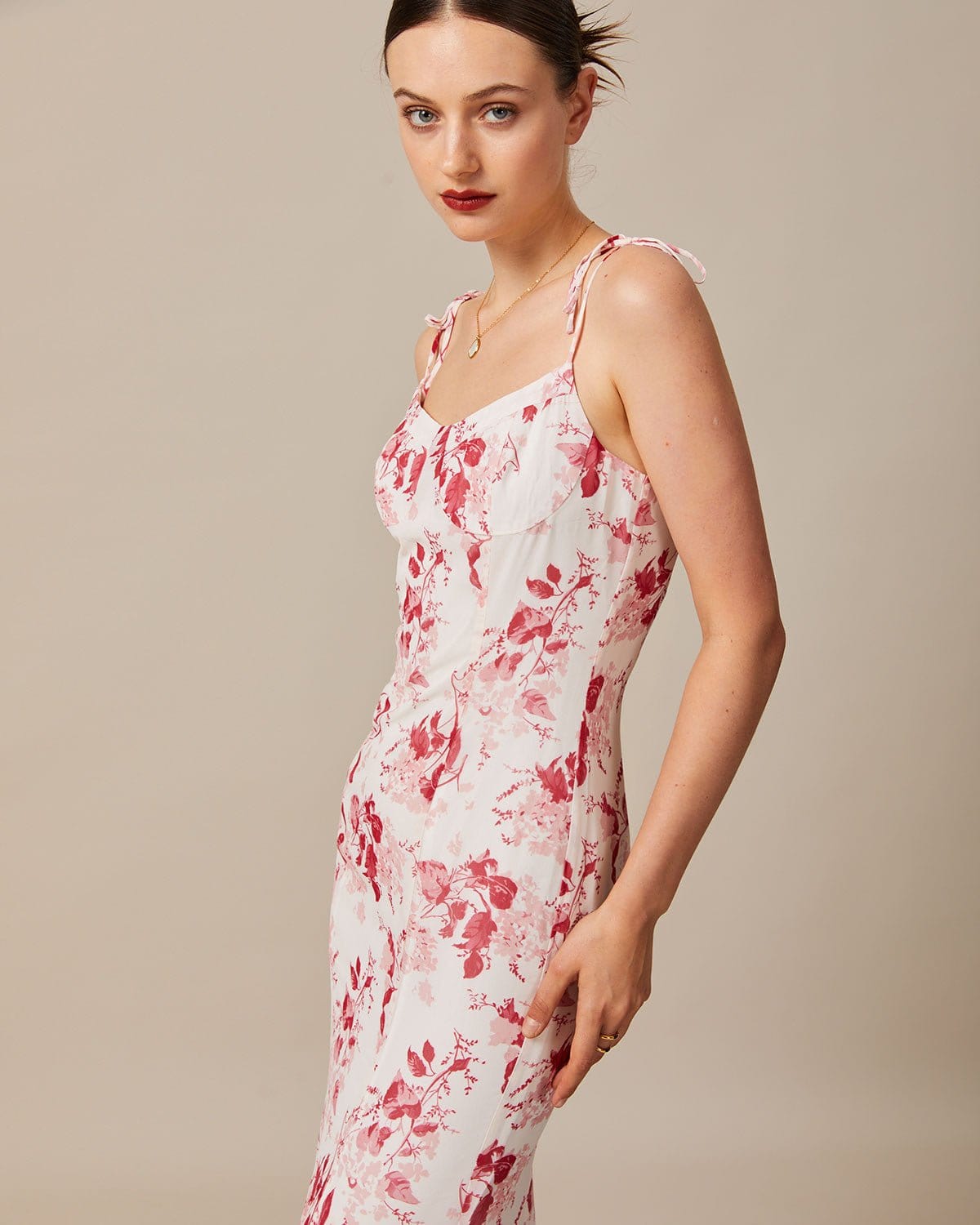 The Red Layered Floral Ruffle Maxi Dress