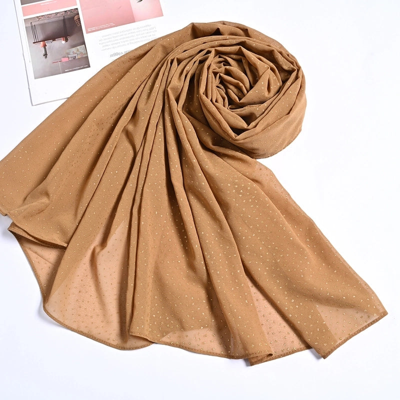 Hot Sale Solid Color Bronzing Chiffon Scarf Silk Scarf Decorative Headscarf Women's Solid Color Headscarf Scarf