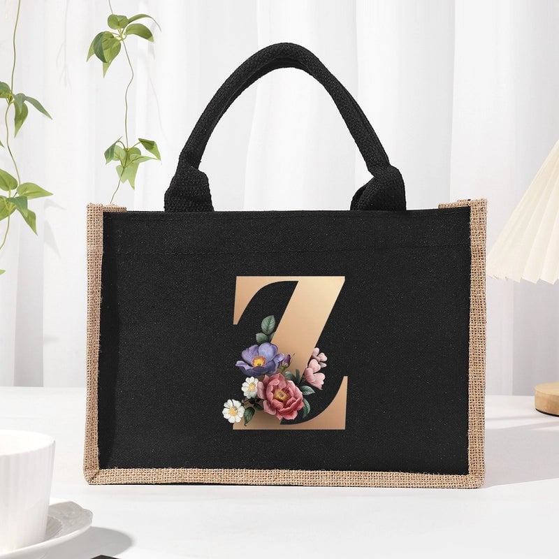 Women's Medium Canvas Letter Basic Classic Style Open Shopping Bags