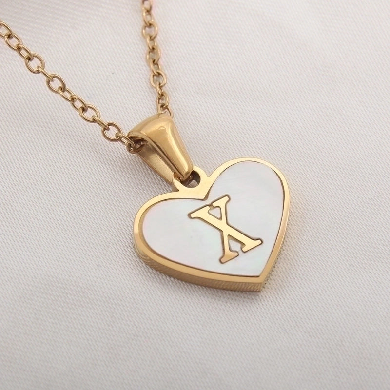 Casual Letter 304 Stainless Steel Shell Shell 18K Gold Plated Plating Inlay Pendant Necklace
