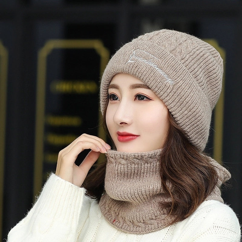 New Hat Women's Hat Warm Fleece-lined Wool Hat Cycling Cold-proof Hat Wind-proof Hat Outdoor Winter Knitted Hat