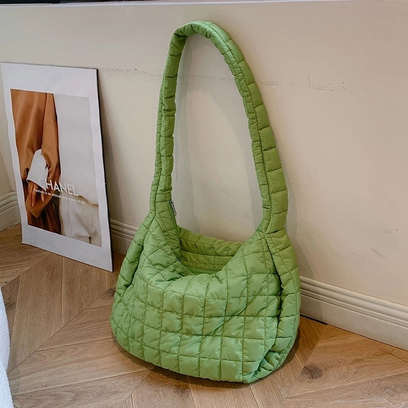 Women's Nylon Solid Color Basic Pillow Shape Zipper Shoulder Bag Crossbody Bag